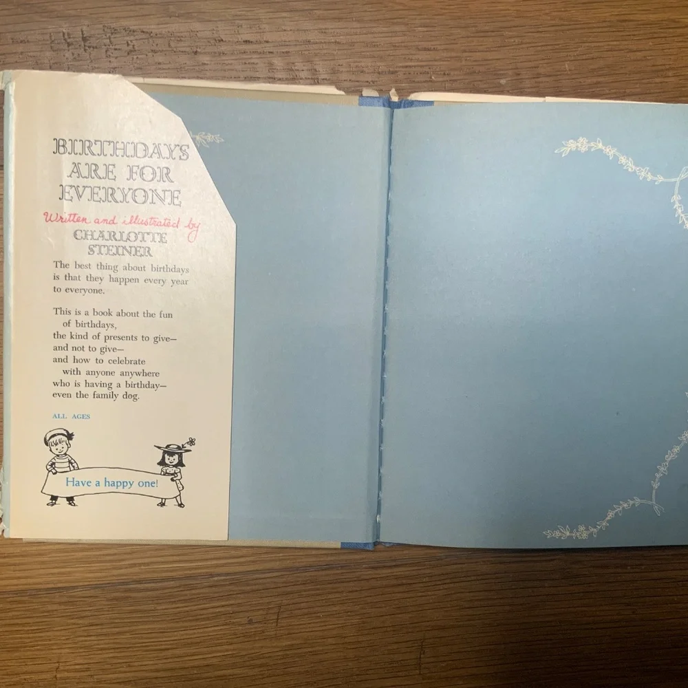 Vintage “Birthdays Are For Everyone” by Charlotte Steiner Hardcover Book